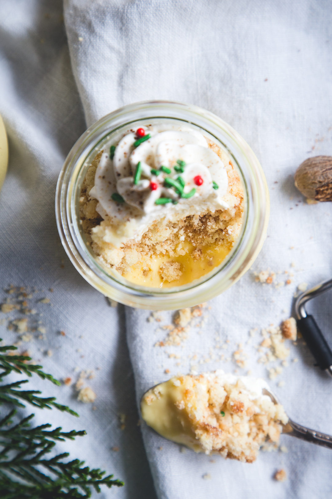 Eggnog Pudding + Sugar Cookie Crumble & Bourbon Whipped Cream | lark ...
