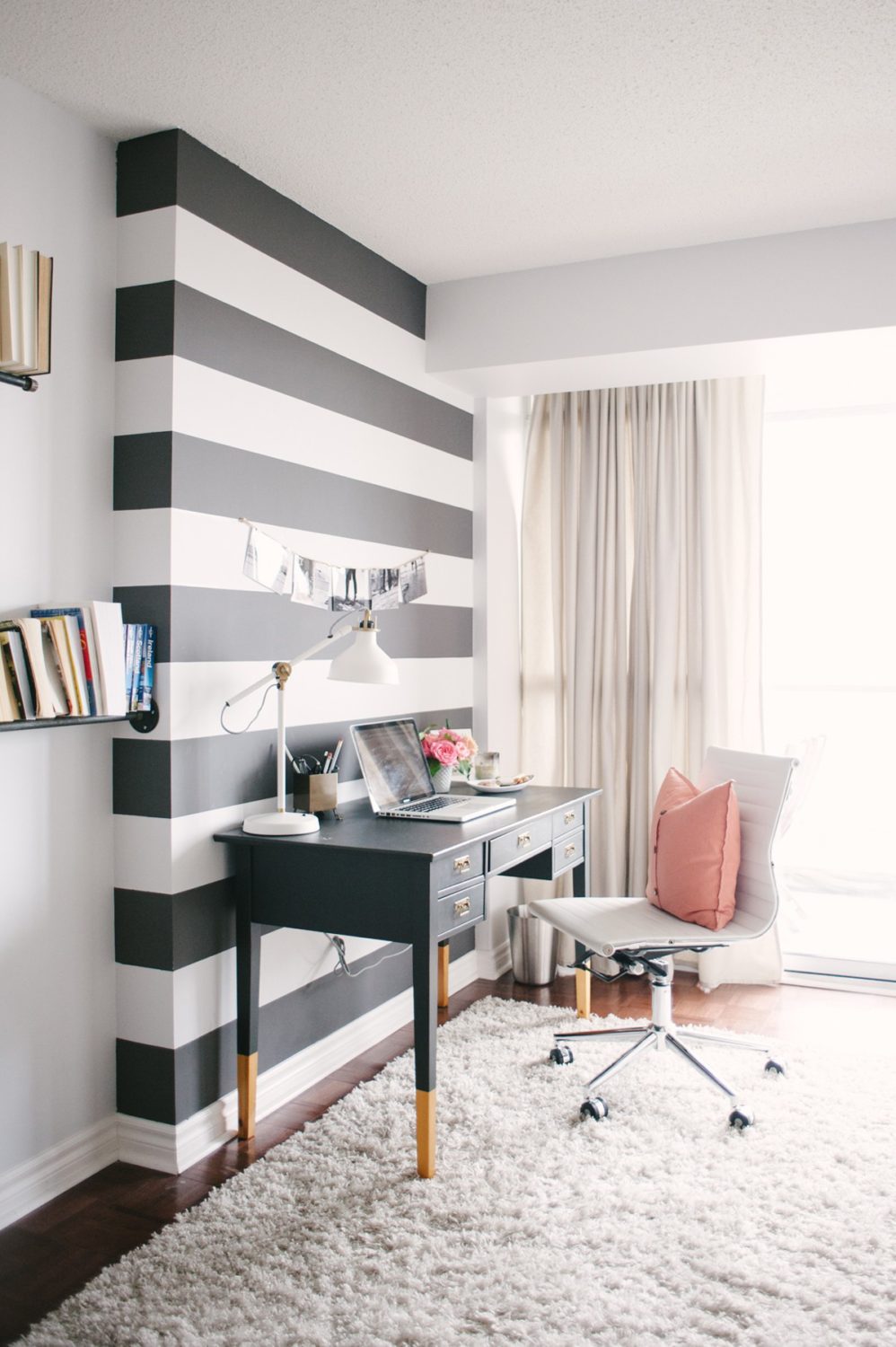 Black white and pink office | Lark & Linen Interior Design
