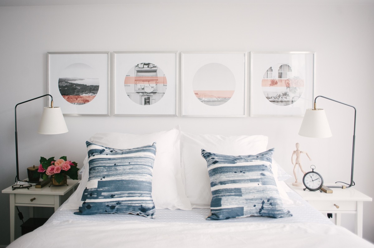 Navy, coral & white bedroom | Lark & Linen Interior Design