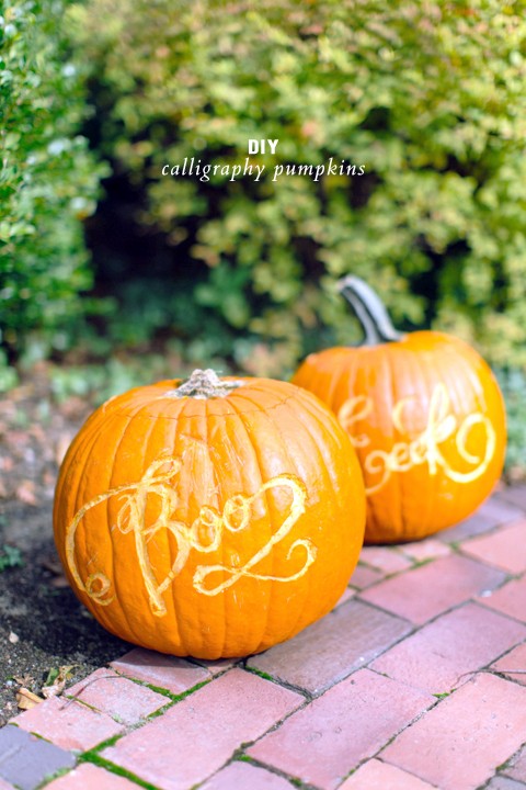 DIY calligraphy pumpkins
