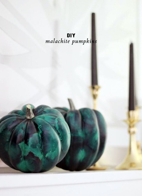 DIY malachite pumpkins
