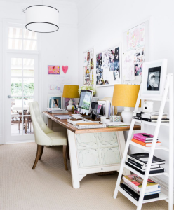 Bright white office with serious character
