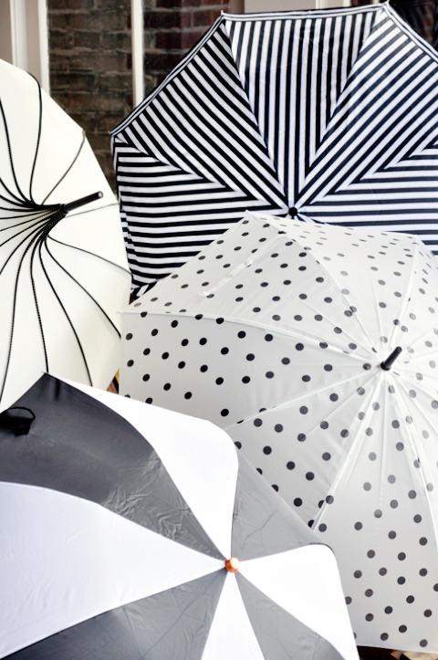 cute umbrellas = awesome baby shower decor