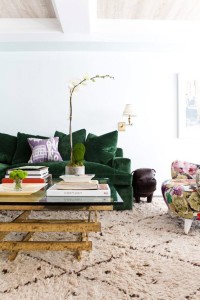 Green crushed velvet sofa