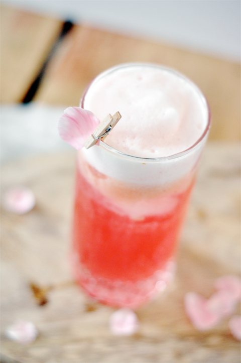 Raspberry rose fizz cocktail