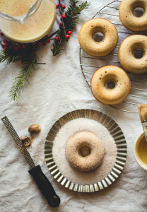 Eggnog donuts with bourbon butter & spiced sugar