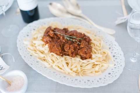 Red wine sausage bolognese