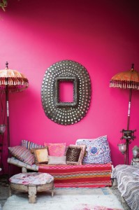 hot pink bohemian room
