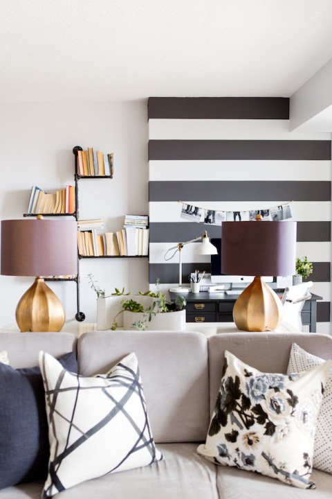 Black and white striped wall