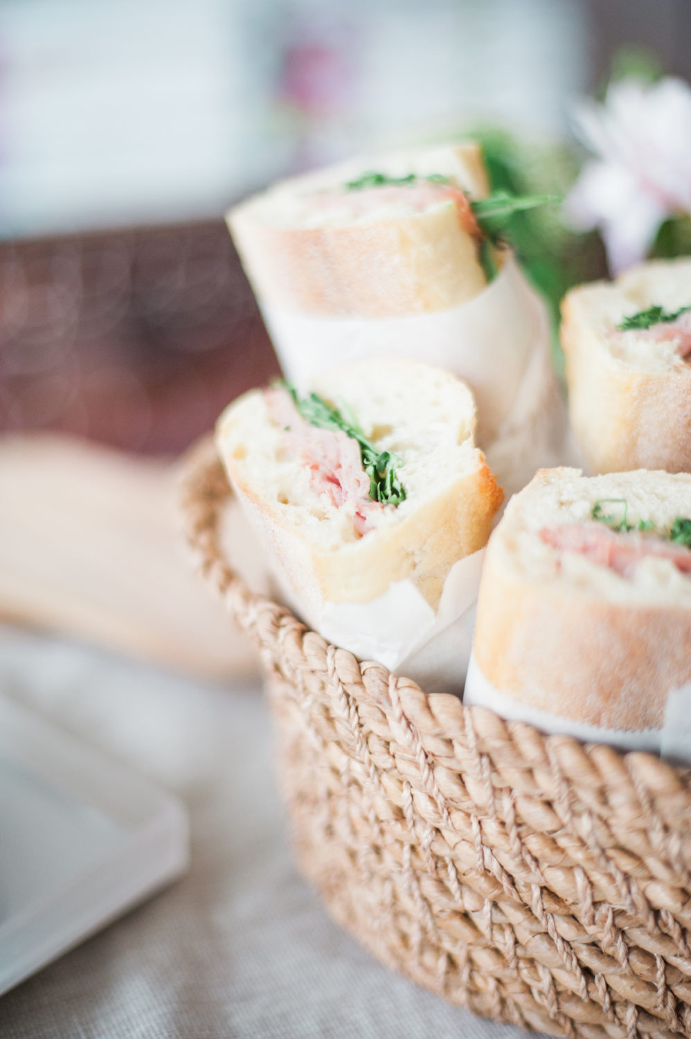 Sandwiches wrapped in parchment and twine