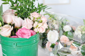 buckets of flowers