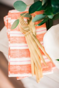 striped coral napkins