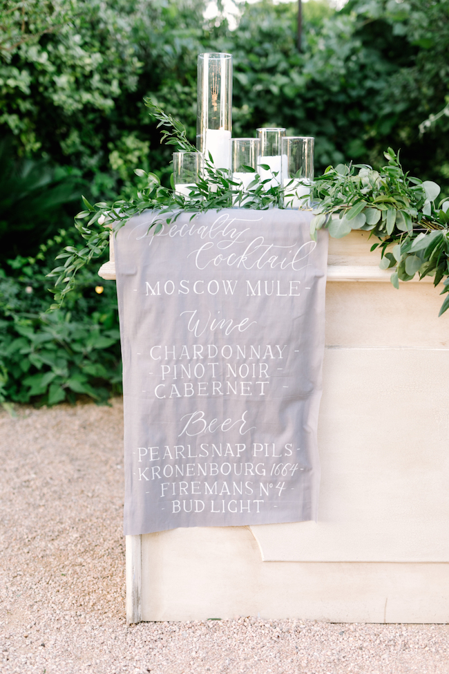 wedding menu fabric sign