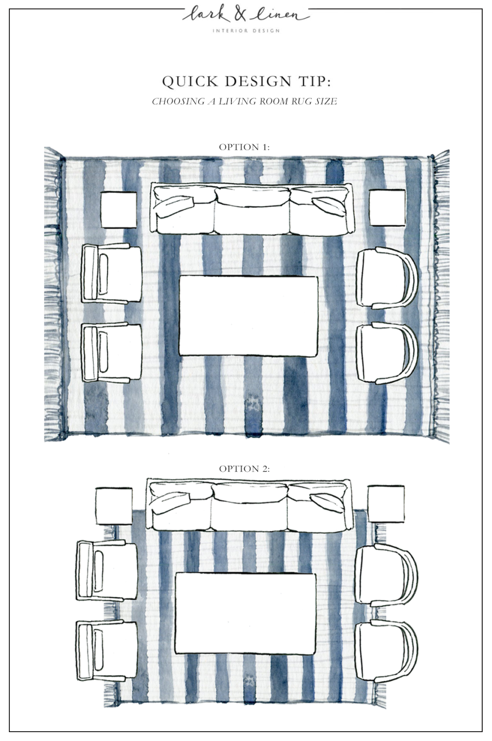 Quick Design Tip: How To Choose a Living Room Rug Size | lark & linen